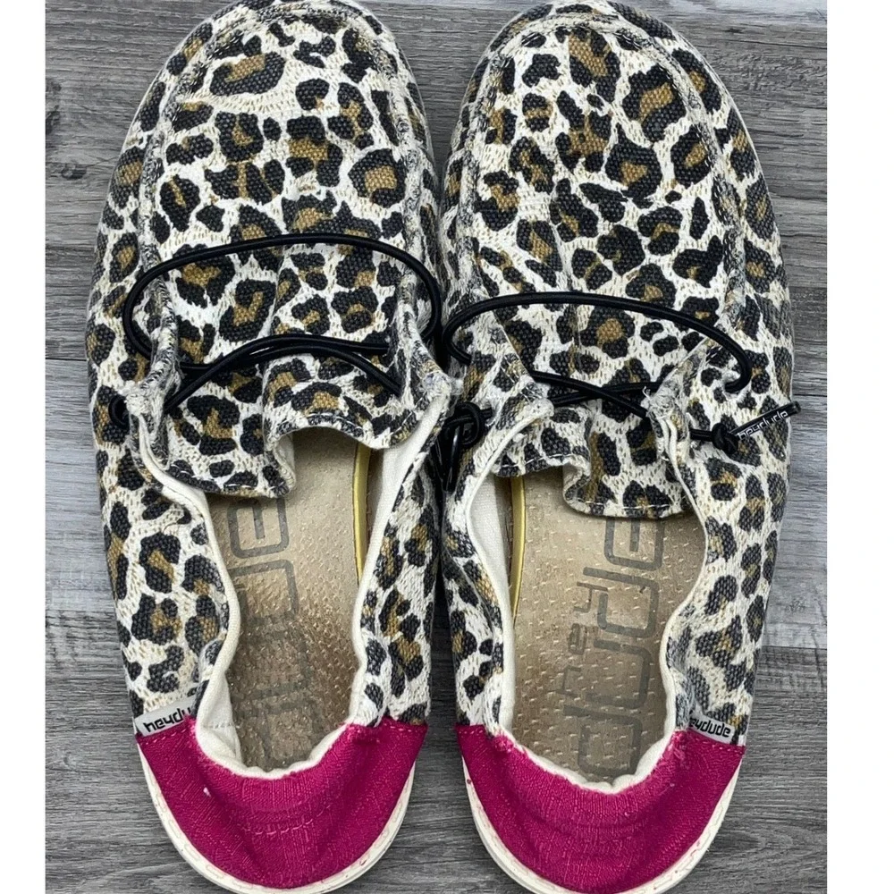 Hey Dude Wendy Youth Cheetah Leopard Print Pink Slip On Loafers Shoes US Y4 L5